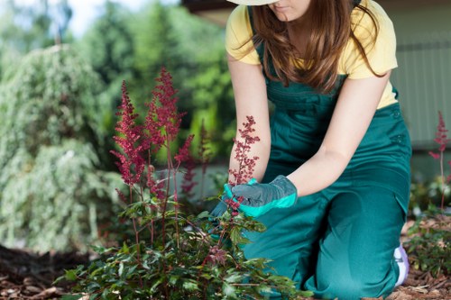 Satisfied homeowner with a cleared garden